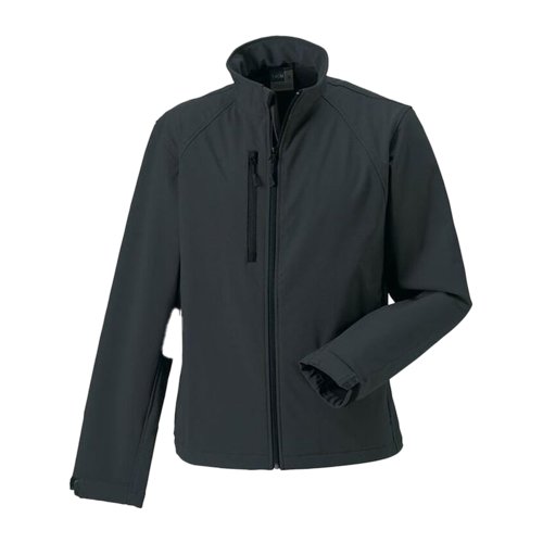 Mrkgr softshelljacka i polyester och elastan fr mn.