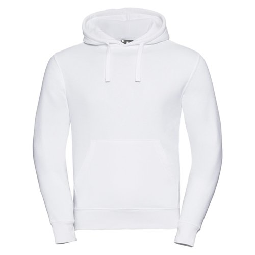 Vit bomull-polyester hoodie med huva och knguruficka.