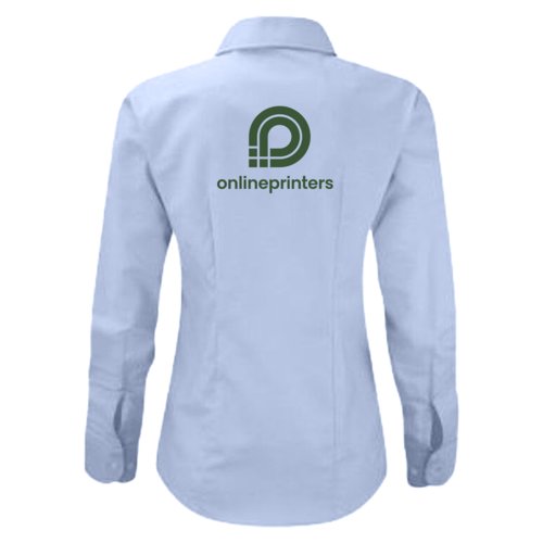 Oxfordbl blus i bomullsblandning fr damer med lnga rmar.