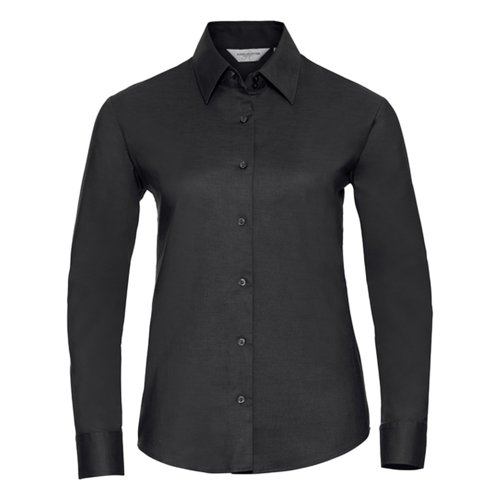 Svart Oxford-blus i bomullsblandning med lnga rmar.