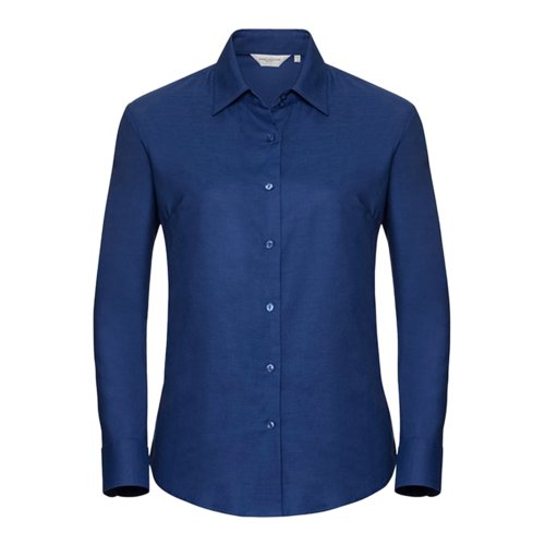 Bl blus i bomullsblandning med lnga rmar.