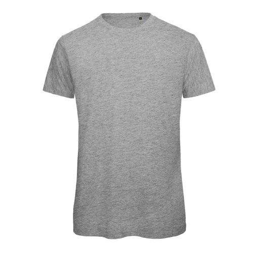 Gr bomulls-T-shirt med korta rmar och rund hals.