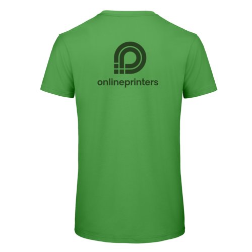 Grn bomulls-t-shirt med korta rmar och rund hals.