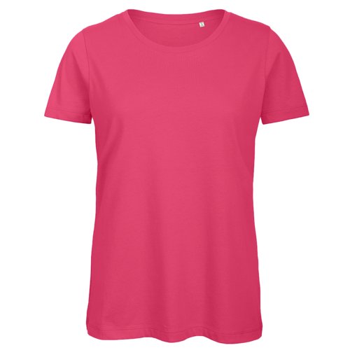 Fuchsiafrgad dam-t-shirt i ekologisk bomull.
