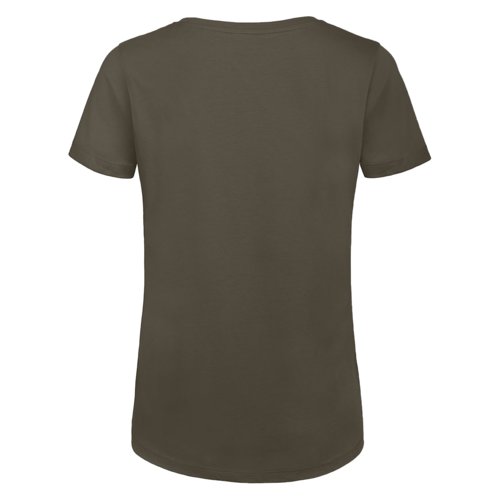 Khakifrgad T-shirt i bomull fr dam med korta rmar.