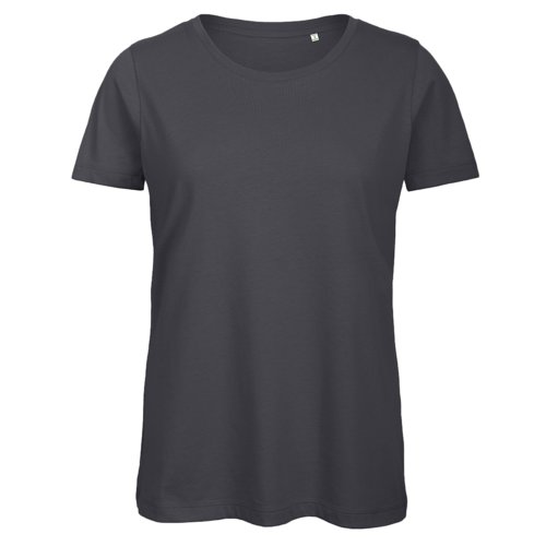Mrkgr bomulls-T-shirt fr damer med korta rmar.