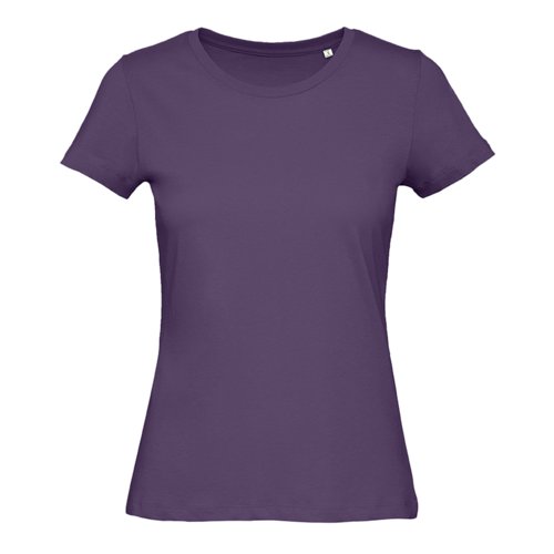 Mrkviolett ekologisk bomulls-t-shirt fr dam med korta rmar.