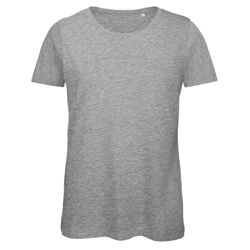 Gr bomulls-T-shirt fr damer med korta rmar.