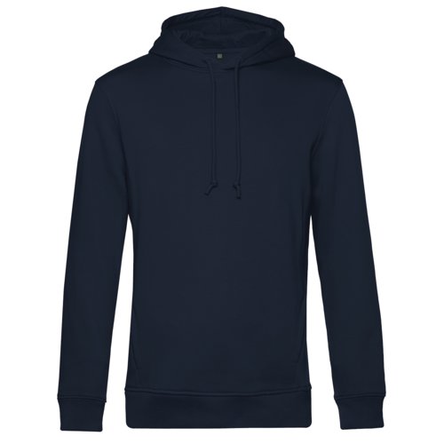 Marinbl hoodie i ekologisk bomull-polyesterblandning med huva och dragsko.