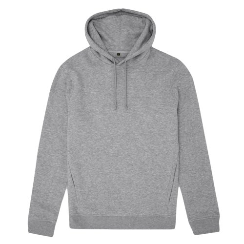 Grmelerad hoodie av ekologisk bomull och tervunnen polyester.