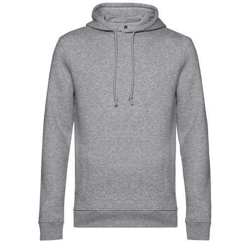 Grmelerad hoodie i ekologisk bomull och tervunnen polyester med huva och dragsko.