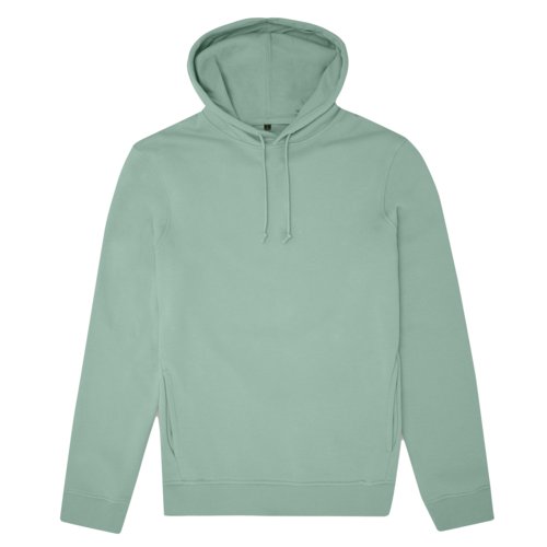 Mintgrn hoodie i ekologisk bomull-polyesterblandning med huva och dragsko.