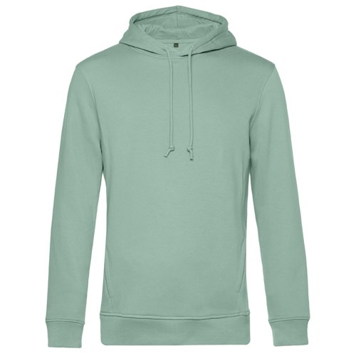 Mintgrn hoodie i ekologisk bomull och tervunnen polyester med huva.