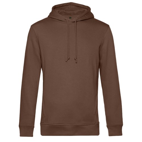 Brun bomullsblandning hoodie med huva och dragsko.