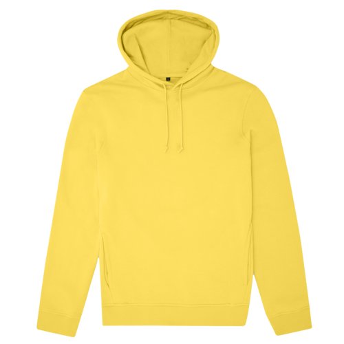 Gul bomulls-polyesterhoodie med huva och dragsko.