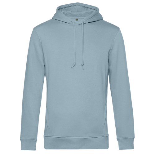 Ljusbl bomullsblandning hoodie med huva och dragsko, herrmodell.