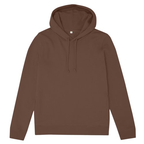Brun bomull-polyester hoodie fr damer med huva och dragsko.