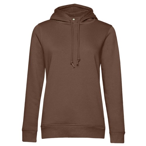 Brun bomull-polyesterhoodie med huva och dragsko.