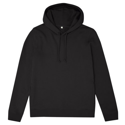 Svart bomullsblandad hoodie med huva och dragsko, dam.