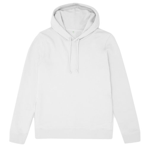 Vit bomulls-polyesterhoodie med huva och dragsko.