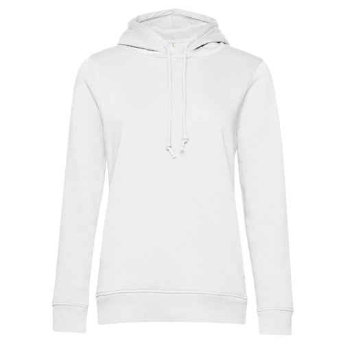 Vit bomullsblandning hoodie med huva och dragsko.