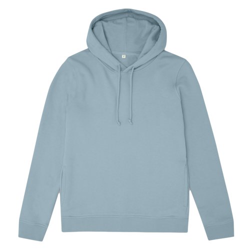 Ljusbl bomullsblandning hoodie med huva och dragsko.