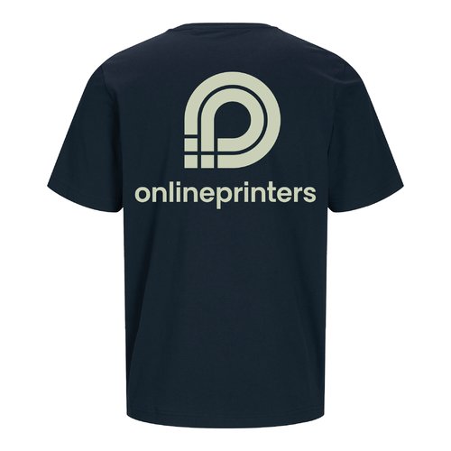 Marinbl T-shirt i ekologisk bomull fr mn och kvinnor.