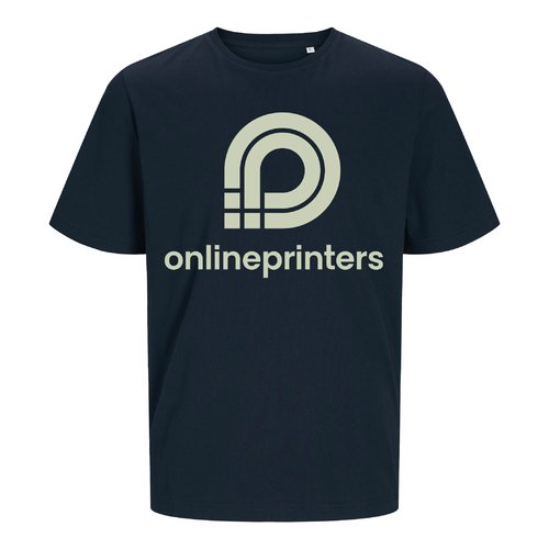Marinbl ekologisk bomulls-T-shirt, unisex passform.