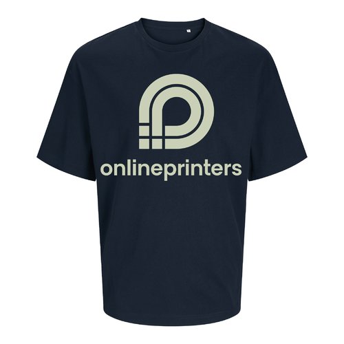 Marinbl unisex T-shirt i ekologisk bomull med oversized passform.