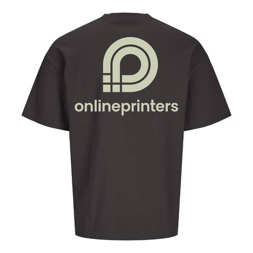 Antracitfrgad unisex t-shirt i oversize-modell av ekologisk bomull.