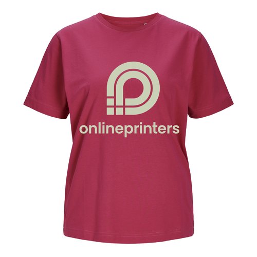 Fuchsia bomulls-T-shirt fr damer.