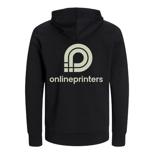 Svart unisex-hoodie i ekologisk och tervunnen bomull med huva.
