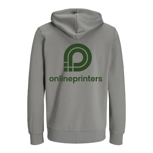 Gr hoodie i ekologisk och tervunnen bomull, unisexmodell och huva.