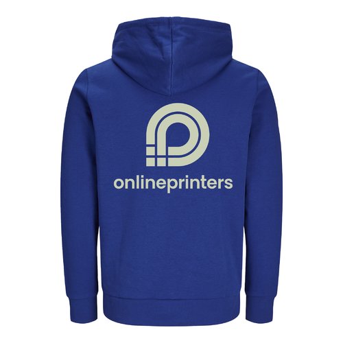 Mrkbl sweatshirtjacka i ekologisk bomull och tervunnen polyester med huva.