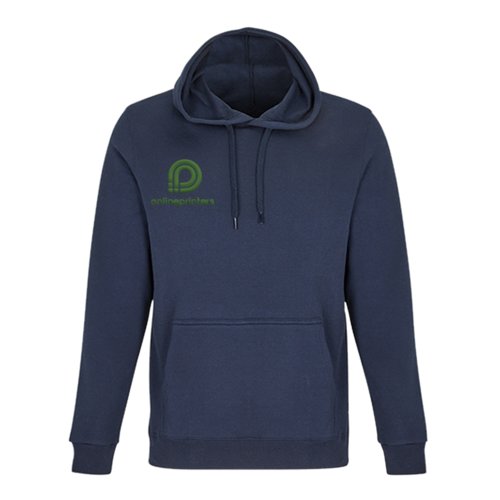 Marinbl� bomullsblandning hoodie med huva och k�nguruficka.