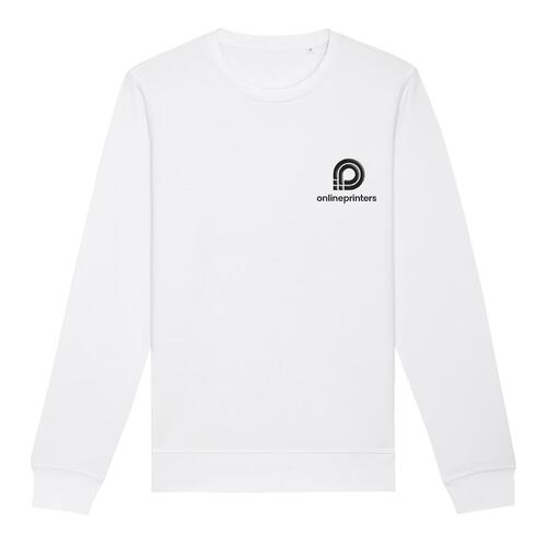 Vit sweatshirt i bomull-polyesterblandning, unisex med rund hals.