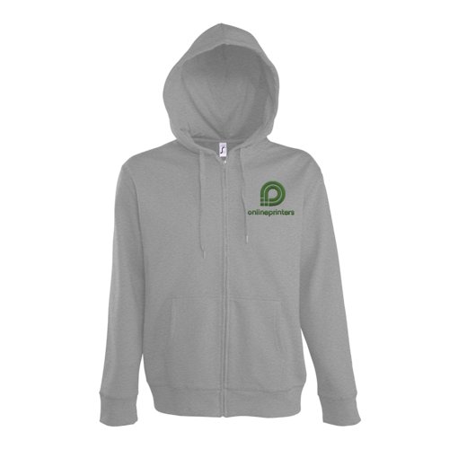 Gr�melerad sweatshirtjacka i bomullsblandning med huva och full dragkedja.