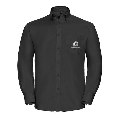 Svart bomullsskjorta f�r m�n med l�nga �rmar.