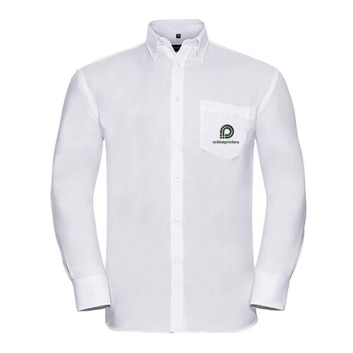 Vit tygskjorta f�r m�n med l�nga �rmar och knappsl�.