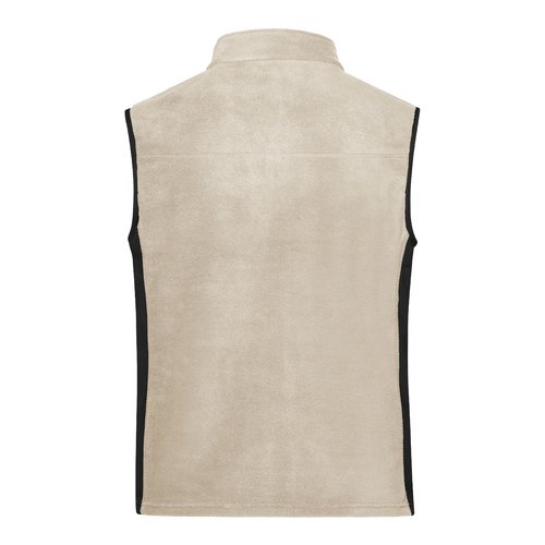 Beige/svart fleecevst i polyester med stkrage.