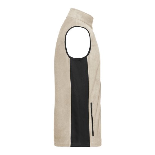 Beige/svart fleecevst i polyester med ficka med dragkedja.