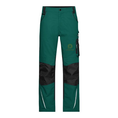 M�rkgr�n/svarta arbetsbyxor i polyester-bomull med fickor.
