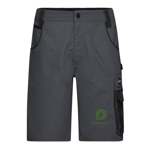 M�rkgr�/svarta arbetsshorts i polyester-bomullsblandning med fickor.