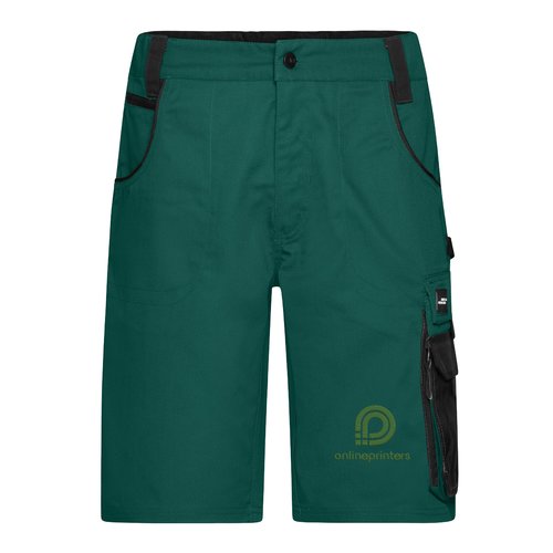 Gr�na tygshorts, unisex, med flera fickor.