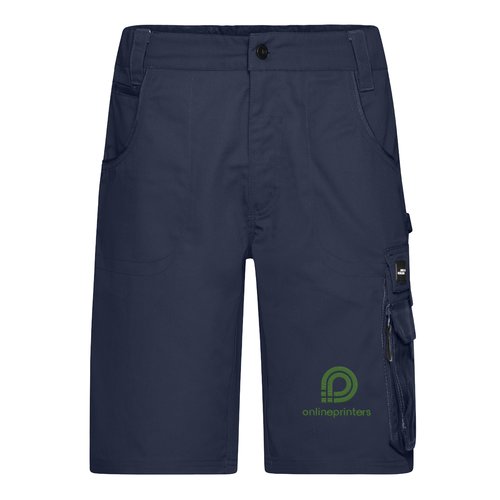 Marinbl� arbetsshorts i polyester-bomullsblandning med flera fickor.