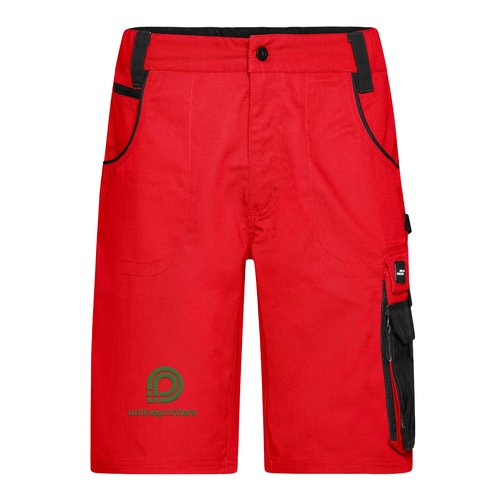 Rda arbetsshorts i polyester-bomullsblandning med flera fickor.