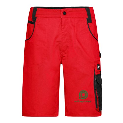 R�da arbetsshorts i polyester-bomull med fickor.