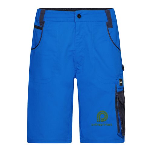 Bl� arbetsshorts i polyester-bomullsblandning med flera fickor.