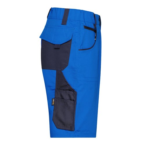 Bl/marinbl arbets shorts i polyester-bomull med flera fickor.
