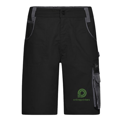 Svart-gr� arbetsshorts i polyester-bomullsblandning med flera fickor.